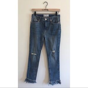 Free People Great Heights Frayed Skinny Jean Blue